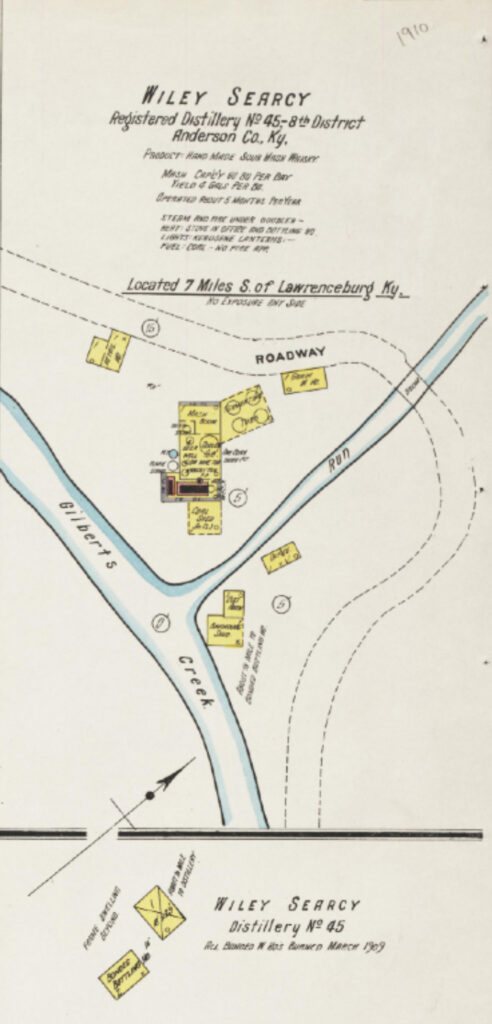 Survey of Wiley Searcy ("Old Joe") Distillery, Sanborn's 1910