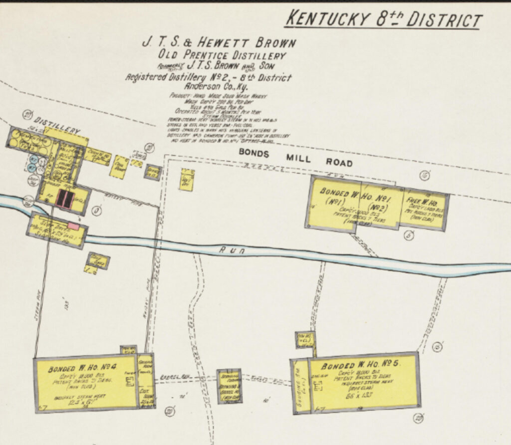 Survey of JTS & Hewitt Brown ('Old Prentice') Distillery, Sanborn's Survey of Whiskey Warehouses, 1910