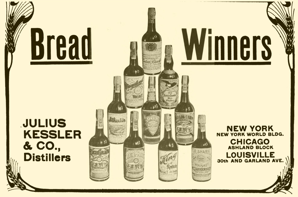 Advertisment for 10 BIB whiskies from Julius Kessler, 1908