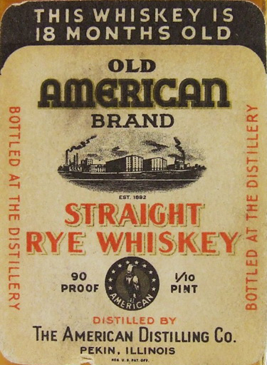 Label from a straight whiskey less than two years old, briefly permitted by 1938 law