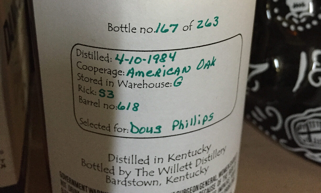 Back Label of Doug Phillips 'Green Ink' Willett rye